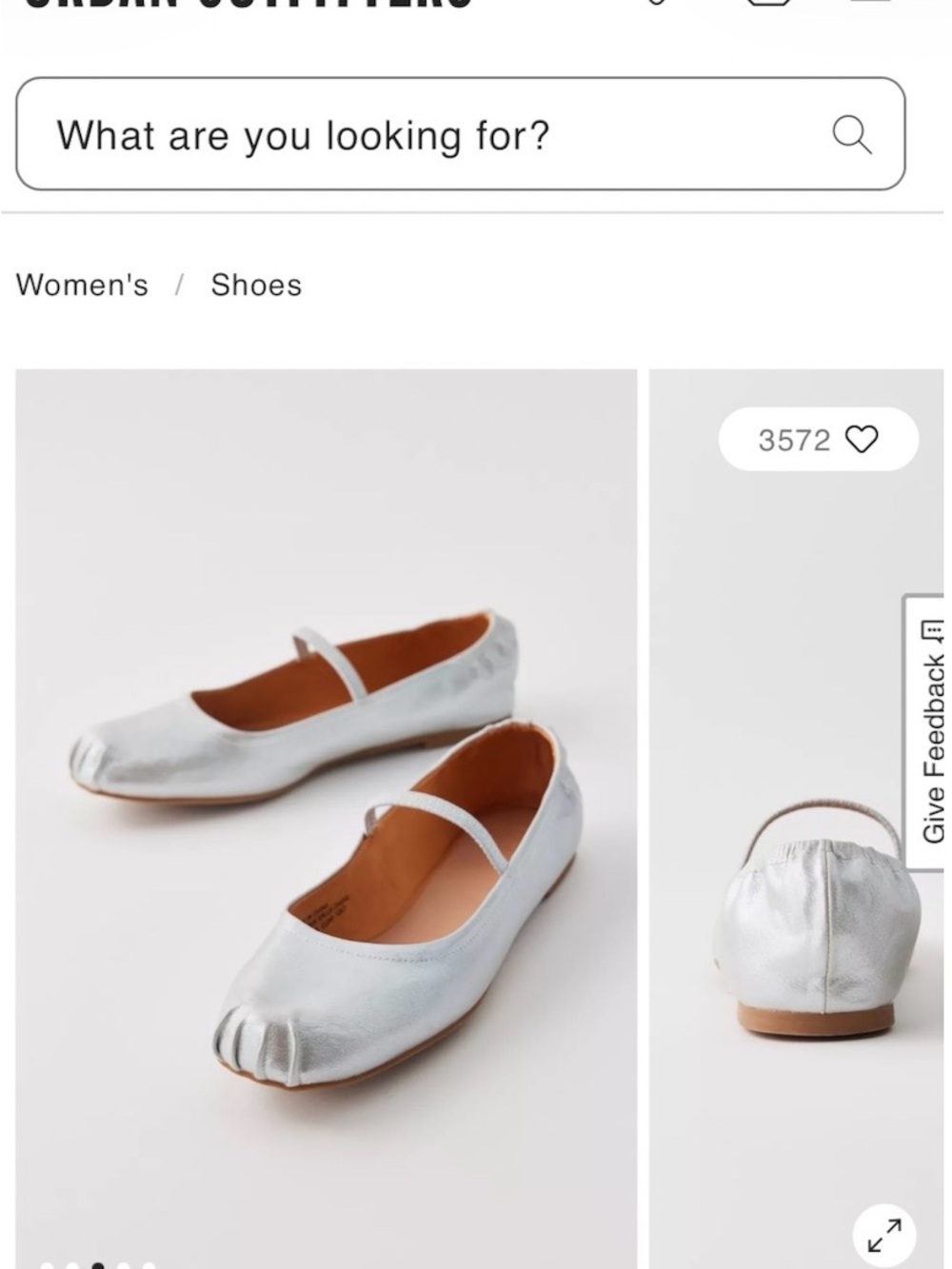 Urban Outfitters Metallic Silver Mary Jane Flats with Elastic Strap